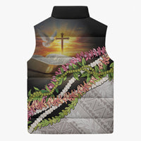 Hawaii Mokihana Mix Pikake Leis Mahalo 'Olelo Sleeveless Puffer Jacket Black