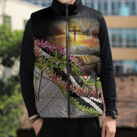 Hawaii Mokihana Mix Pikake Leis Mahalo 'Olelo Sleeveless Puffer Jacket Black