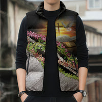 Hawaii Mokihana Mix Pikake Leis Mahalo 'Olelo Sleeveless Puffer Jacket Black