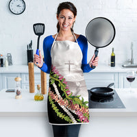 Hawaii Mokihana Mix Pikake Leis Mahalo 'Olelo Apron White Tapa