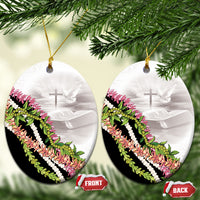 Hawaii Mokihana Mix Pikake Leis Mahalo 'Olelo Ceramic Ornament White Tapa