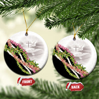 Hawaii Mokihana Mix Pikake Leis Mahalo 'Olelo Ceramic Ornament White Tapa