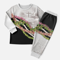 Hawaii Mokihana Mix Pikake Leis Mahalo 'Olelo Christmas Pajama Set White Tapa