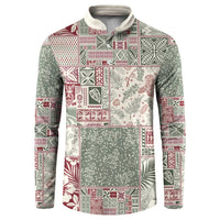 Aloha Hawaii Pastel Christmas Patchwork Button Sweatshirt Classic Style - Polynesian Pride