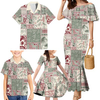 Aloha Hawaii Pastel Christmas Patchwork Family Matching Mermaid Dress and Hawaiian Shirt Classic Style - Polynesian Pride