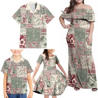 Aloha Hawaii Pastel Christmas Patchwork Family Matching Off Shoulder Maxi Dress and Hawaiian Shirt Classic Style - Polynesian Pride