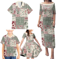 Aloha Hawaii Pastel Christmas Patchwork Family Matching Puletasi and Hawaiian Shirt Classic Style - Polynesian Pride
