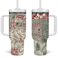 Aloha Hawaii Pastel Christmas Patchwork Tumbler With Handle Classic Style - Polynesian Pride