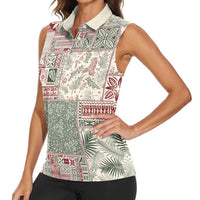 Aloha Hawaii Pastel Christmas Patchwork Women Sleeveless Polo Shirt Classic Style - Polynesian Pride