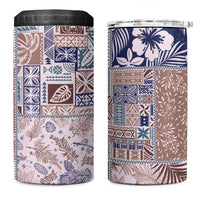 Aloha Hawaii Pastel Christmas Patchwork 4 in 1 Can Cooler Tumbler Rustic Style - Polynesian Pride
