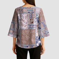 Aloha Hawaii Pastel Christmas Patchwork Kimono Sleeve Blouse Rustic Style - Polynesian Pride