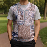 Aloha Hawaii Pastel Christmas Patchwork Christmas Knitted V-Neck Vest Rustic Style - Polynesian Pride