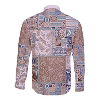 Aloha Hawaii Pastel Christmas Patchwork Long Sleeve Button Shirt Rustic Style - Polynesian Pride