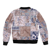 Aloha Hawaii Pastel Christmas Patchwork Sleeve Zip Bomber Jacket Rustic Style - Polynesian Pride