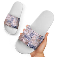 Aloha Hawaii Pastel Christmas Patchwork Slide Sandals Rustic Style - Polynesian Pride