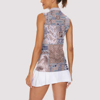 Aloha Hawaii Pastel Christmas Patchwork Women Sleeveless Polo Shirt Rustic Style - Polynesian Pride