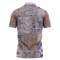 Aloha Hawaii Pastel Christmas Patchwork Zipper Polo Shirt Rustic Style - Polynesian Pride