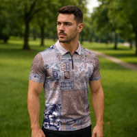 Aloha Hawaii Pastel Christmas Patchwork Zipper Polo Shirt Rustic Style - Polynesian Pride