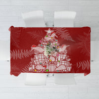 New Zealand Christmas Tablecloth Silver Fern Mix Kiwi Bird Ver02 LT7 Red - Polynesian Pride