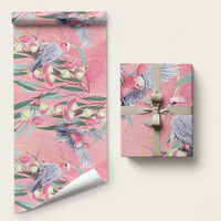 Australia Breast Cancer Awareness Wrapping Paper Pink Galah with Eucalyptus Flowers