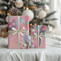 Australia Breast Cancer Awareness Wrapping Paper Pink Galah with Eucalyptus Flowers