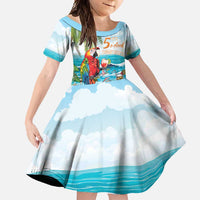 Aloha Hawaii Christmas Family Matching Mermaid Dress and Hawaiian Shirt It's 5 o'clock Somewhere LT7 Daughter's Dress Colorful - Polynesian Pride