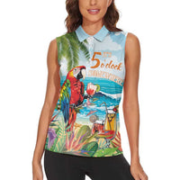 Aloha Hawaii Christmas Women Sleeveless Polo Shirt It's 5 o'clock Somewhere