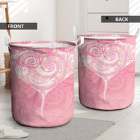 Breast Cancer Awareness Maori Aotearoa Laundry Basket Manta Ray - Pink Glaze - Polynesian Pride