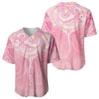 Breast Cancer Awareness Maori Aotearoa Baseball Jersey Manta Ray - Pink Glaze - Polynesian Pride