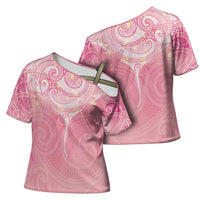 Breast Cancer Awareness Maori Aotearoa Cross Shoulder Shirt Manta Ray - Pink Glaze - Polynesian Pride