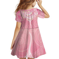 Breast Cancer Awareness Maori Aotearoa Family Matching Off Shoulder Short Dress and Hawaiian Shirt Manta Ray - Pink Glaze LT7 - Polynesian Pride