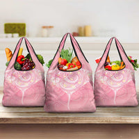 Breast Cancer Awareness Maori Aotearoa Grocery Bag Manta Ray - Pink Glaze - Polynesian Pride
