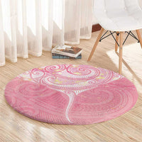 Breast Cancer Awareness Maori Aotearoa Round Carpet Manta Ray - Pink Glaze - Polynesian Pride