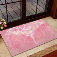 Breast Cancer Awareness Maori Aotearoa Rubber Doormat Manta Ray - Pink Glaze - Polynesian Pride