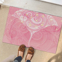 Breast Cancer Awareness Maori Aotearoa Rubber Doormat Manta Ray - Pink Glaze - Polynesian Pride