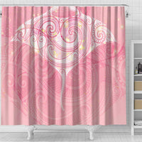 Breast Cancer Awareness Maori Aotearoa Shower Curtain Manta Ray - Pink Glaze - Polynesian Pride
