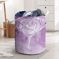 Epilepsy Awareness Maori Aotearoa Laundry Basket Manta Ray - Purple Glaze - Polynesian Pride