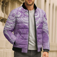 Epilepsy Awareness Maori Aotearoa Bomber Puffer Jacket Manta Ray - Purple Glaze - Polynesian Pride