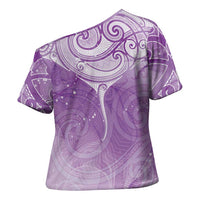 Epilepsy Awareness Maori Aotearoa Cross Shoulder Shirt Manta Ray - Purple Glaze LT7 - Polynesian Pride