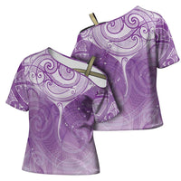 Epilepsy Awareness Maori Aotearoa Cross Shoulder Shirt Manta Ray - Purple Glaze LT7 - Polynesian Pride
