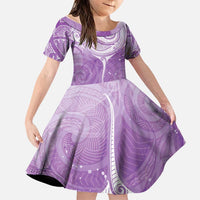 Epilepsy Awareness Maori Aotearoa Family Matching Mermaid Dress and Hawaiian Shirt Manta Ray - Purple Glaze LT7 Daughter's Dress Purple - Polynesian Pride