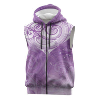 Epilepsy Awareness Maori Aotearoa Sleeveless Zip Hoodie Manta Ray - Purple Glaze LT7 Purple - Polynesian Pride