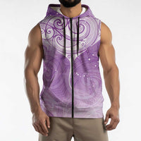 Epilepsy Awareness Maori Aotearoa Sleeveless Zip Hoodie Manta Ray - Purple Glaze LT7 - Polynesian Pride