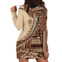 Samoa Siapo Mamanu Hoodie Dress Plumeria Mocha Motifs