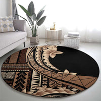 Samoa Siapo Mamanu Round Carpet Plumeria Black Motifs