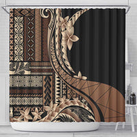 Samoa Siapo Mamanu Shower Curtain Plumeria Black Motifs