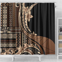 Samoa Siapo Mamanu Shower Curtain Plumeria Black Motifs