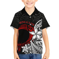 Valentine New Zealand Family Matching Off Shoulder Short Dress and Hawaiian Shirt Aotearoa Couple Maori Aroha Ki a Koe LT7 Son's Shirt Black - Polynesian Pride