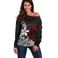 New Zealand Aotearoa Valentine Off Shoulder Sweater Couple Maori Aroha Ki a Koe Ver.02 LT7 Women Black - Polynesian Pride