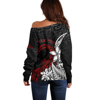 New Zealand Aotearoa Valentine Off Shoulder Sweater Couple Maori Aroha Ki a Koe Ver.02 LT7 - Polynesian Pride